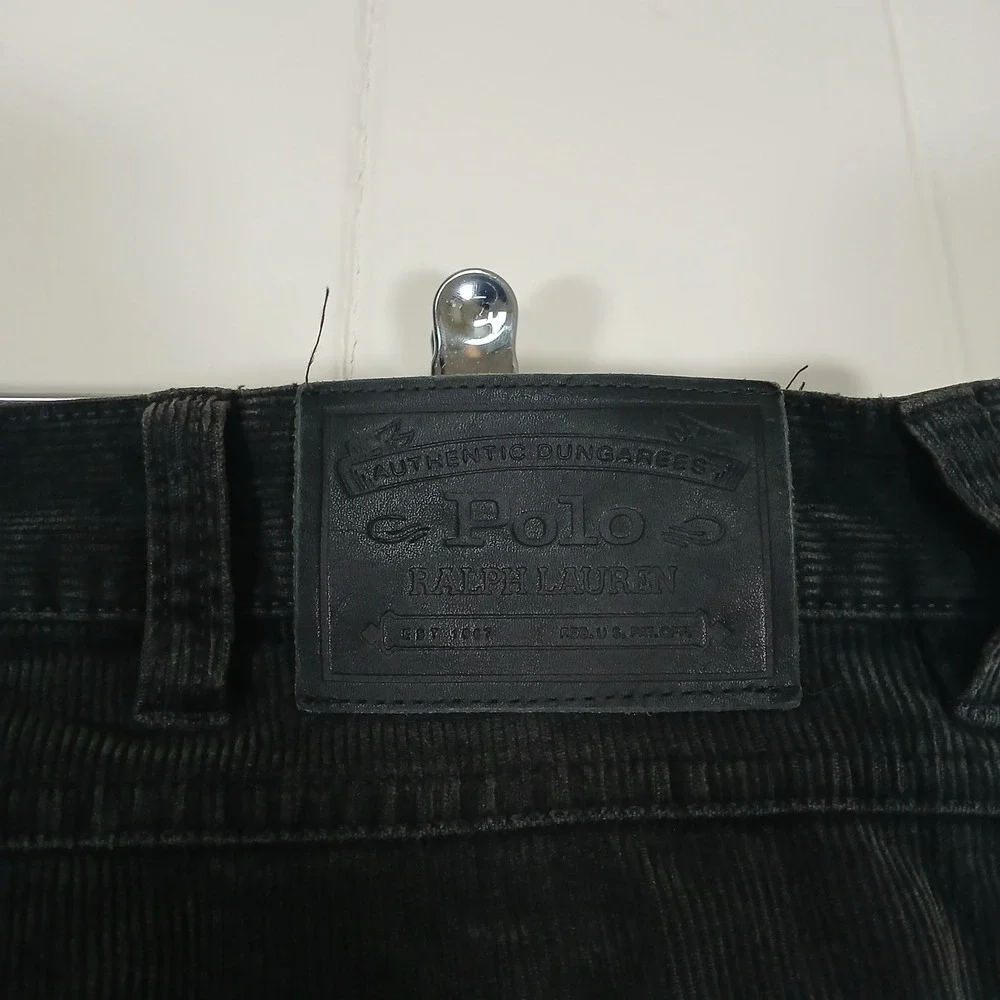 Polo Ralph Lauren Corduroy Pants Mens 40x30 Black Authentic Dungarees‎ Straight